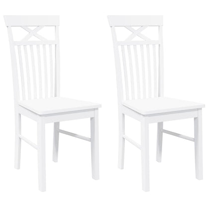 vidaXL Chaises de salle à manger 2 pcs Blanc Bois massif d'hévéa