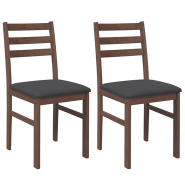 vidaXL Chaises de salle à manger avec coussins 2 pcs Marron Bois d'hévéa massif