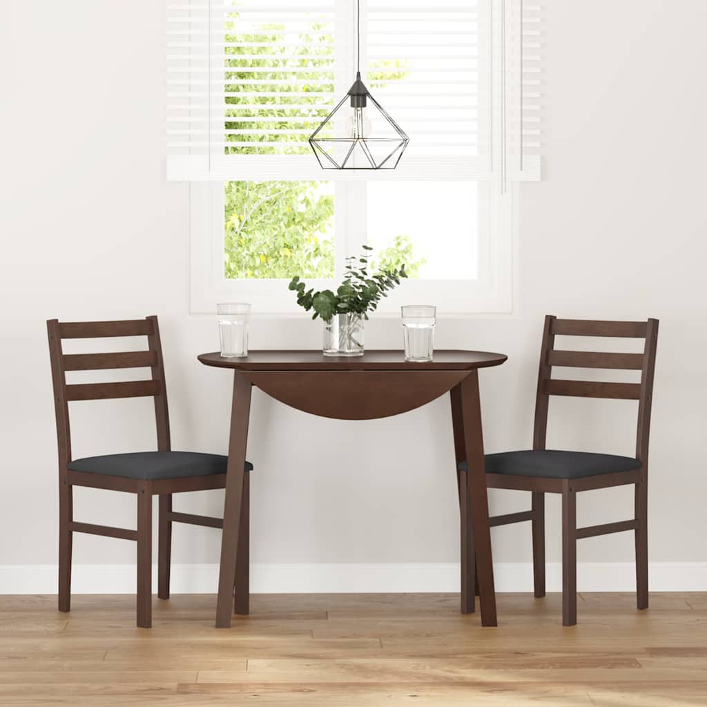 vidaXL Chaises de salle à manger avec coussins 2 pcs Marron Bois d'hévéa massif