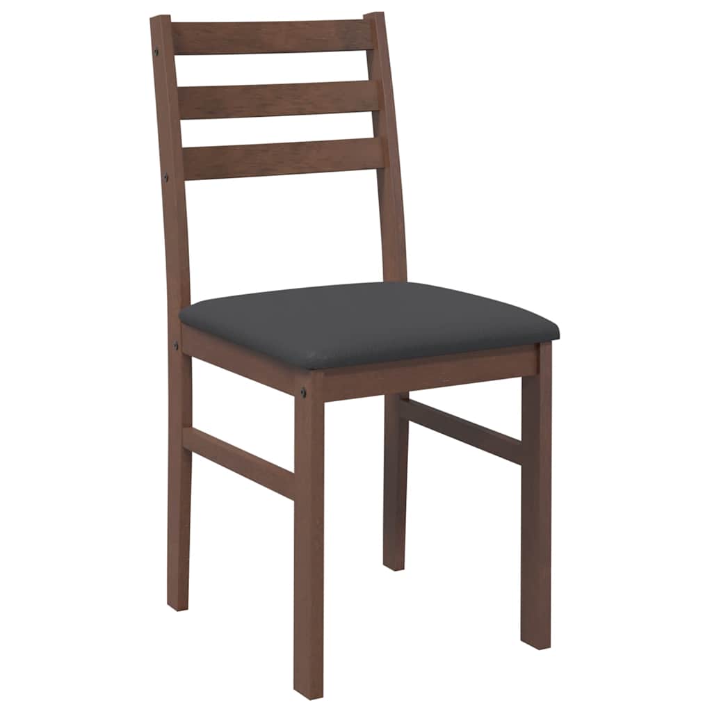 vidaXL Chaises de salle à manger avec coussins 2 pcs Marron Bois d'hévéa massif