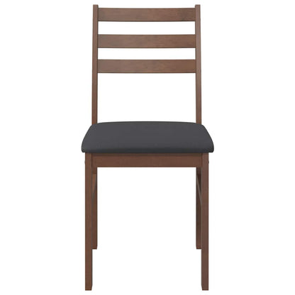 vidaXL Chaises de salle à manger avec coussins 2 pcs Marron Bois d'hévéa massif