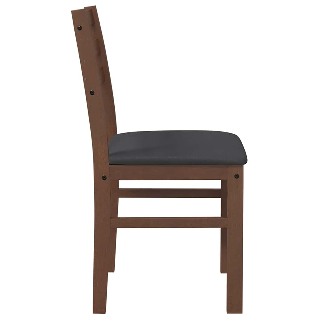 vidaXL Chaises de salle à manger avec coussins 2 pcs Marron Bois d'hévéa massif