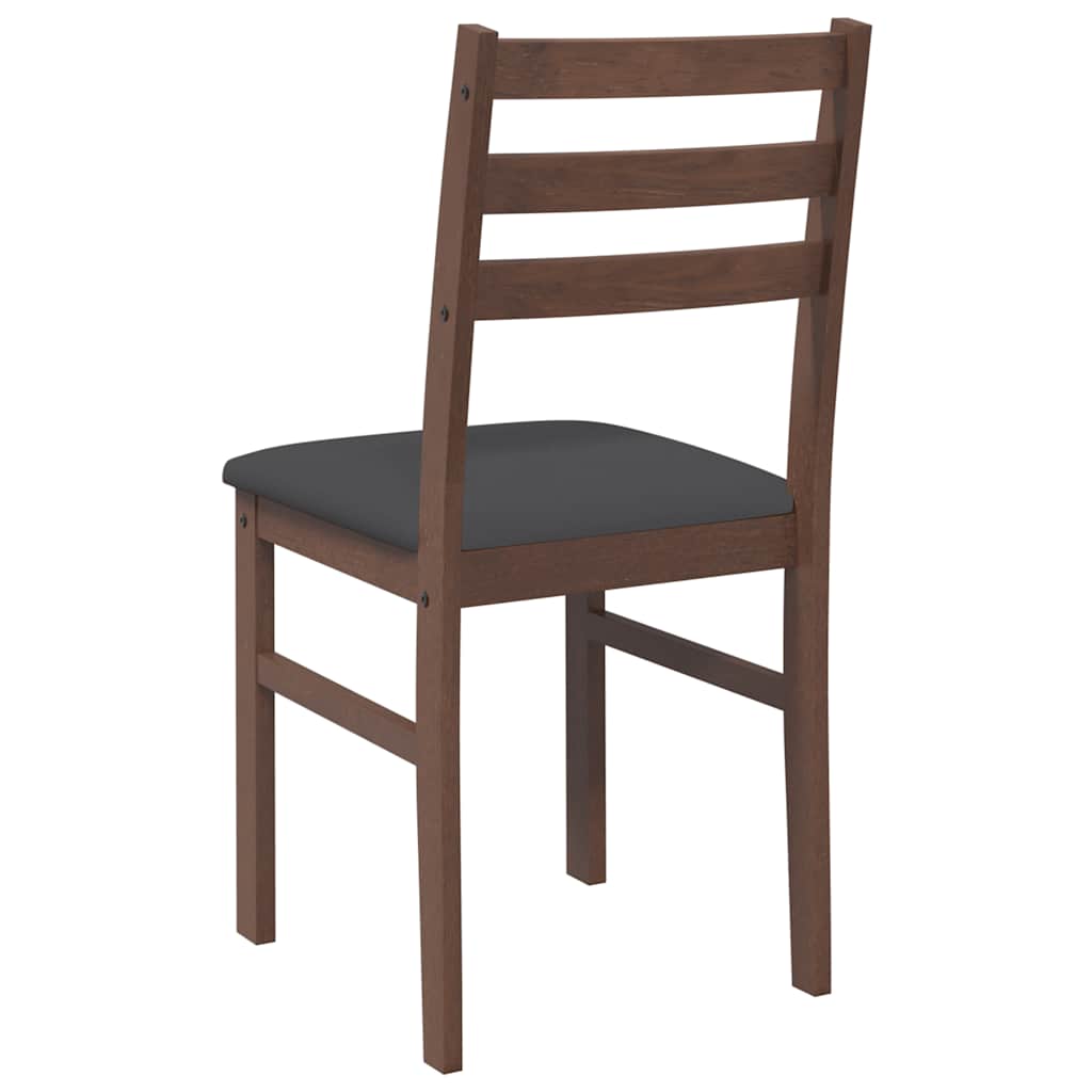 vidaXL Chaises de salle à manger avec coussins 2 pcs Marron Bois d'hévéa massif