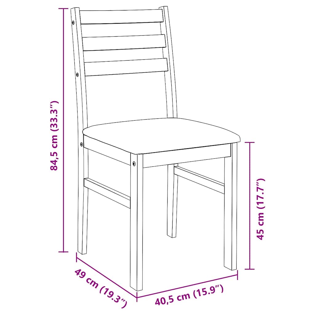 vidaXL Chaises de salle à manger avec coussins 2 pcs Marron Bois d'hévéa massif