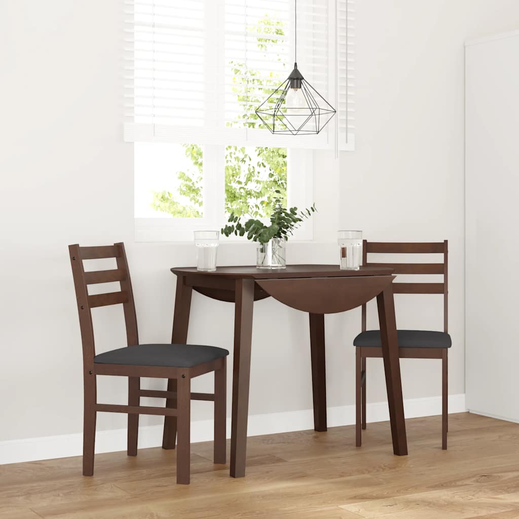 vidaXL Chaises de salle à manger avec coussins 2 pcs Marron Bois d'hévéa massif