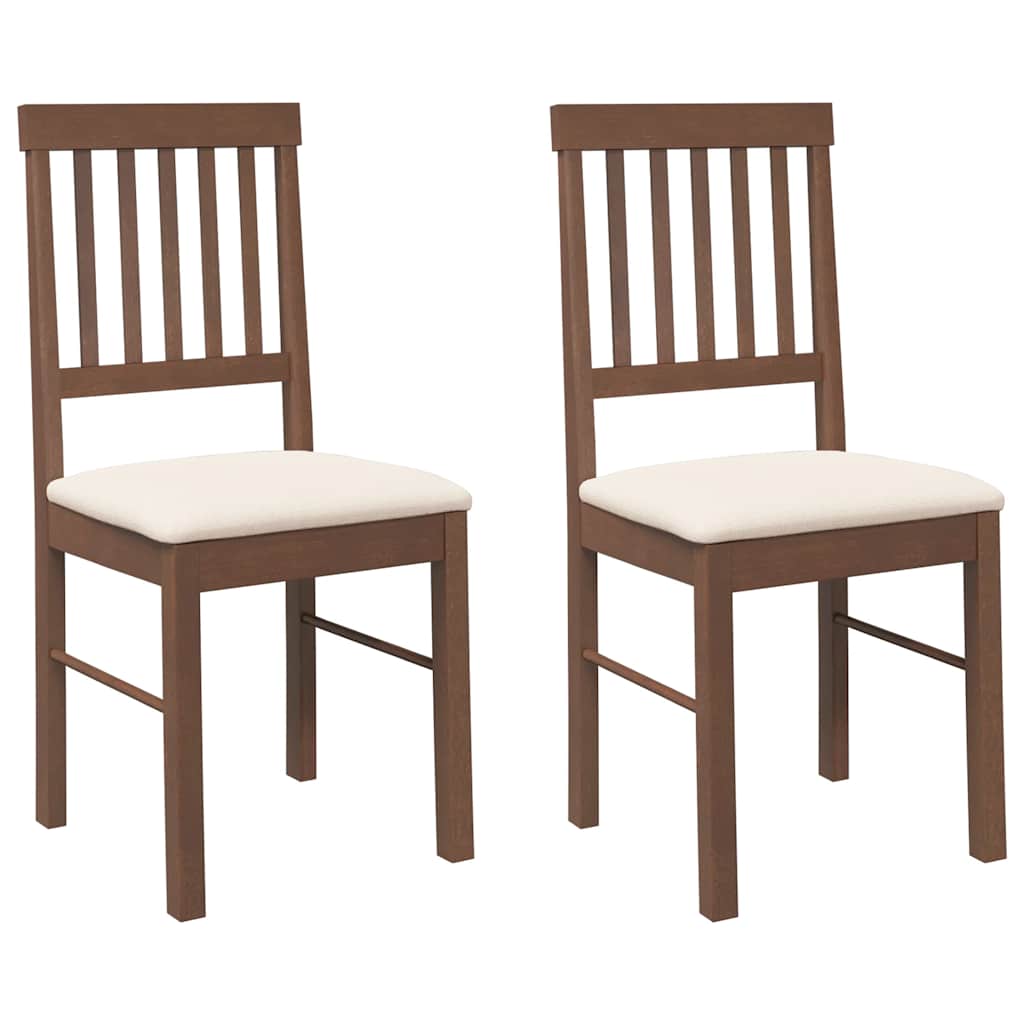 vidaXL Chaises de salle à manger avec coussins 2 pcs Marron Bois d'hévéa massif