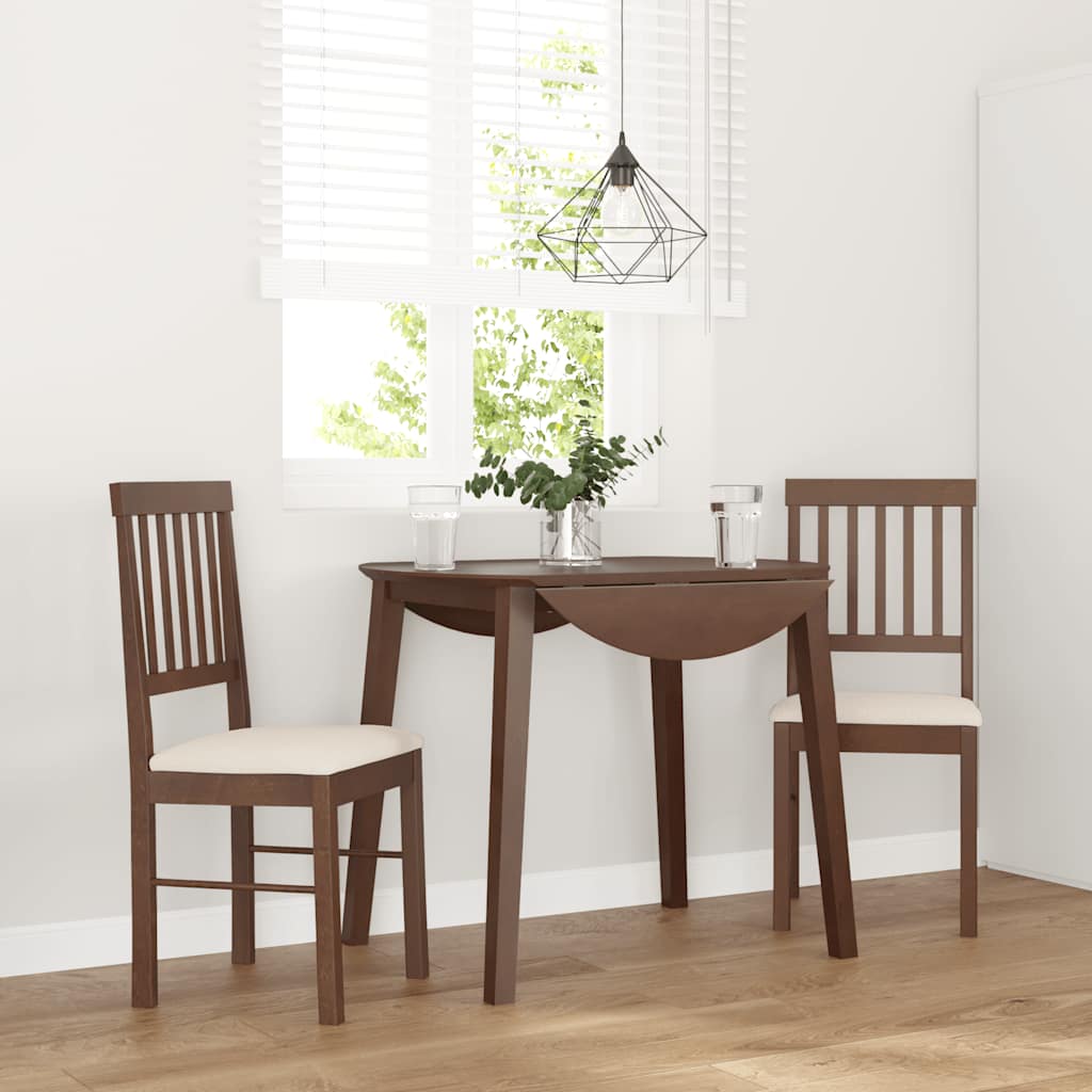 vidaXL Chaises de salle à manger avec coussins 2 pcs Marron Bois d'hévéa massif