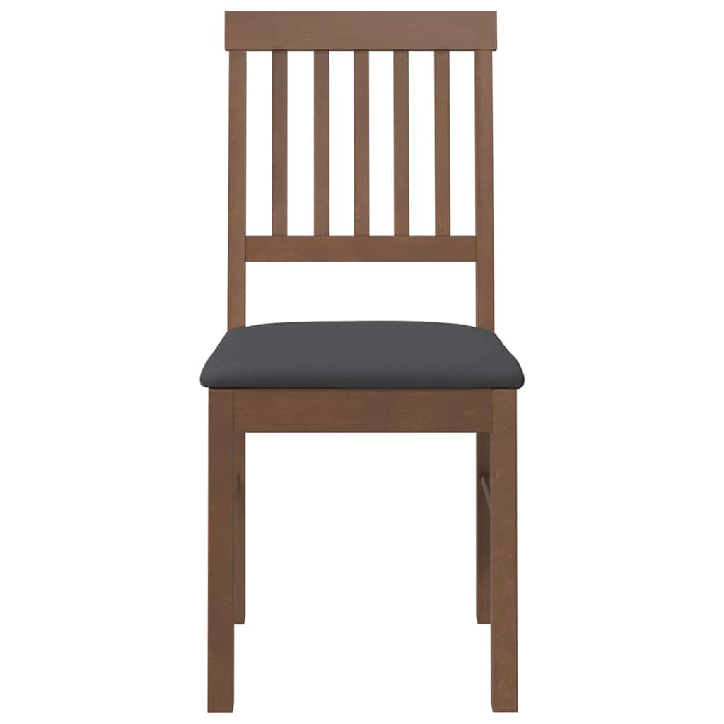 vidaXL Chaises de salle à manger avec coussins 2 pcs Marron Bois d'hévéa massif