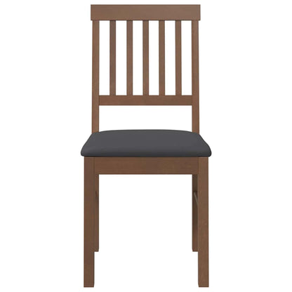 vidaXL Chaises de salle à manger avec coussins 2 pcs Marron Bois d'hévéa massif