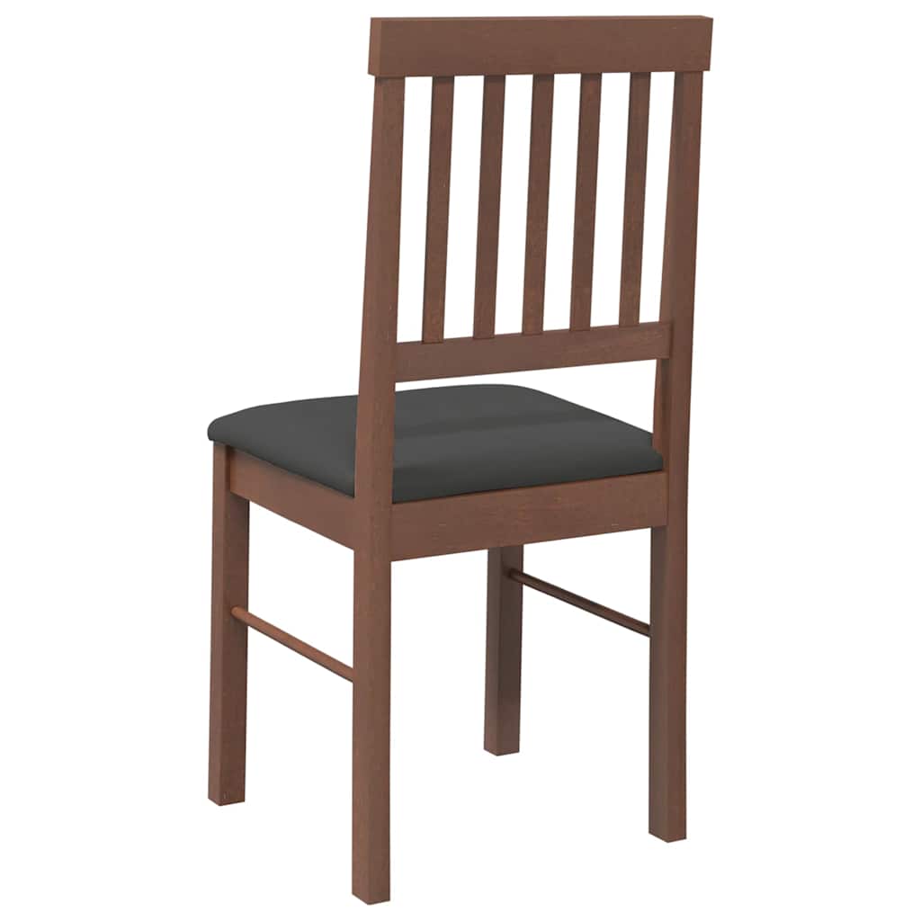 vidaXL Chaises de salle à manger avec coussins 2 pcs Marron Bois d'hévéa massif