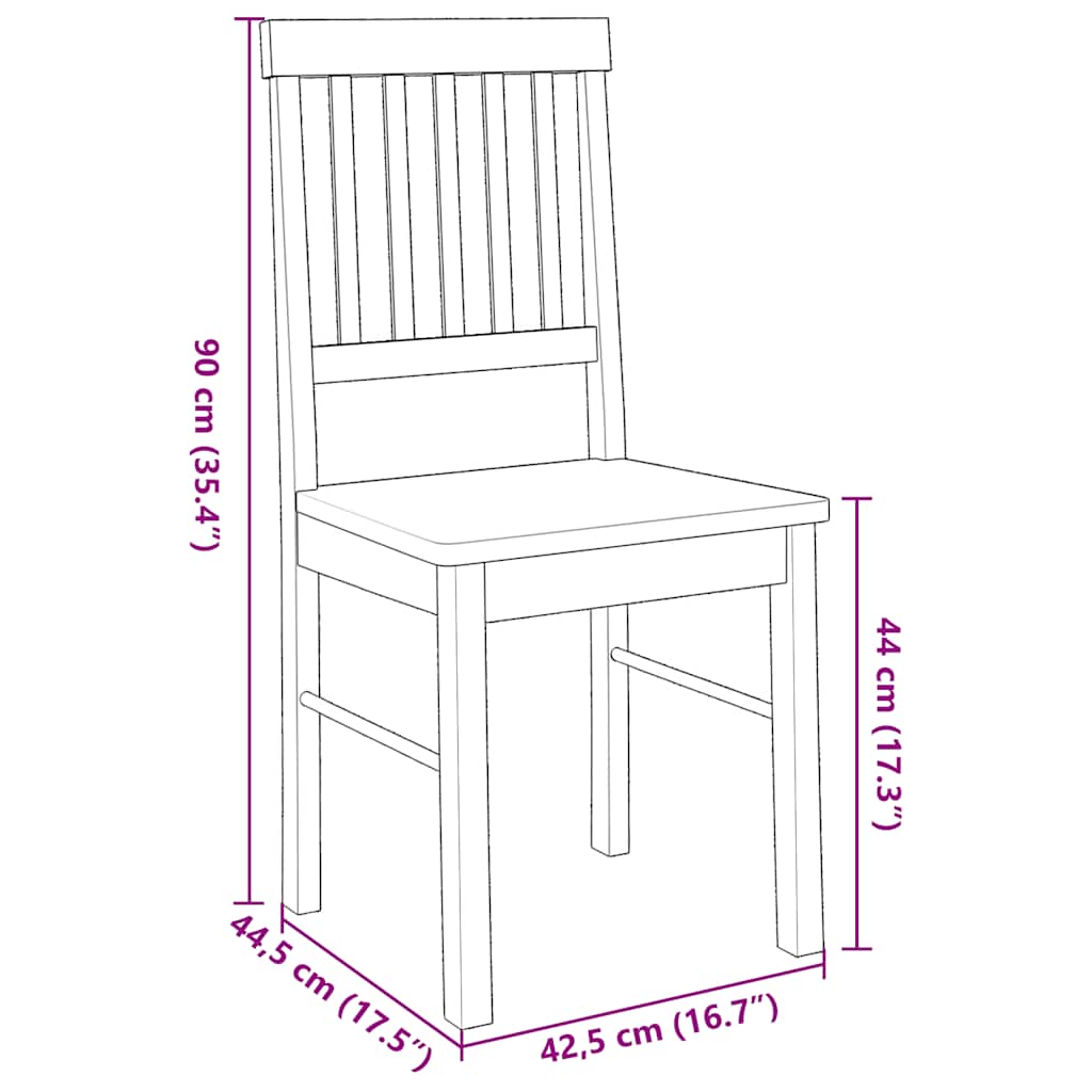 vidaXL Chaises de salle à manger 2 pcs Bois d'hévéa massif