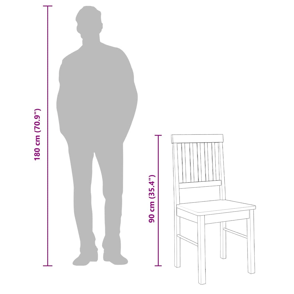 vidaXL Chaises de salle à manger 2 pcs Bois d'hévéa massif