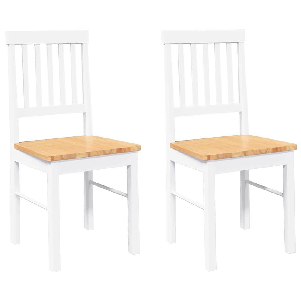 vidaXL Chaises de salle à manger 2 pcs Blanc Bois massif d'hévéa