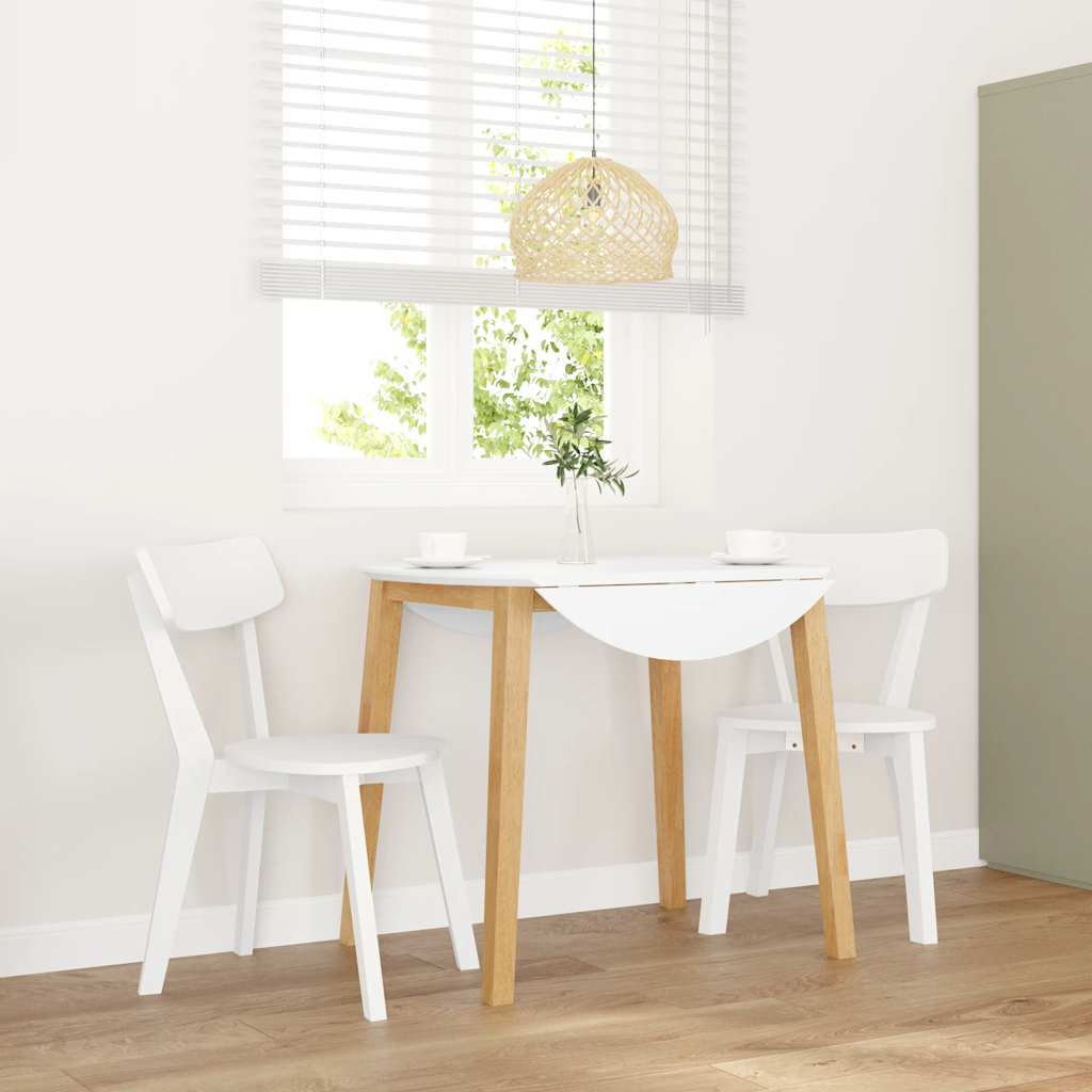 vidaXL Esszimmerstühle 2 Stk. Weiß Massivholz Gummibaum