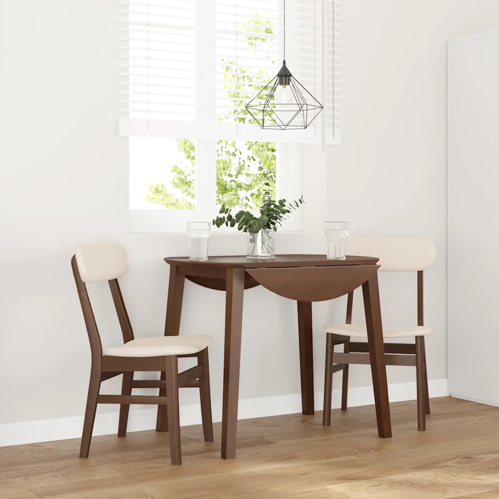vidaXL Chaises de salle à manger avec coussins 2 pcs Marron Bois d'hévéa massif