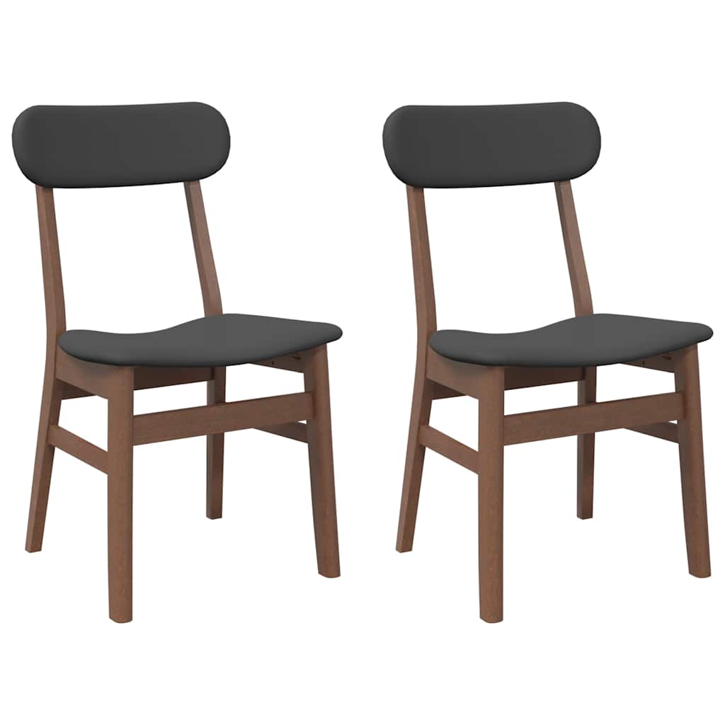 vidaXL Esszimmerstühle mit Kissen 2 Stk. Braun Massivholz Gummibaum
