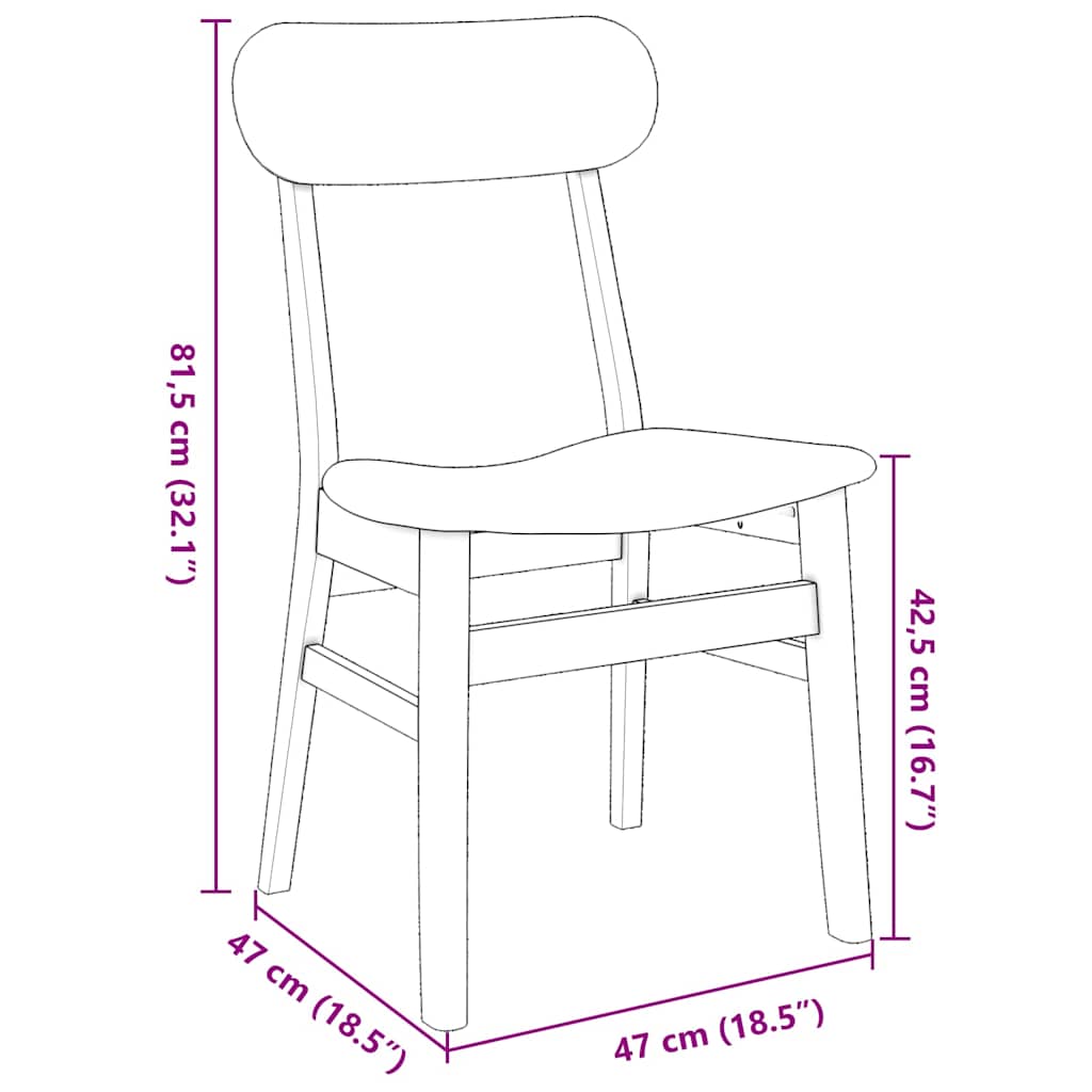 vidaXL Esszimmerstühle mit Kissen 2 Stk. Braun Massivholz Gummibaum