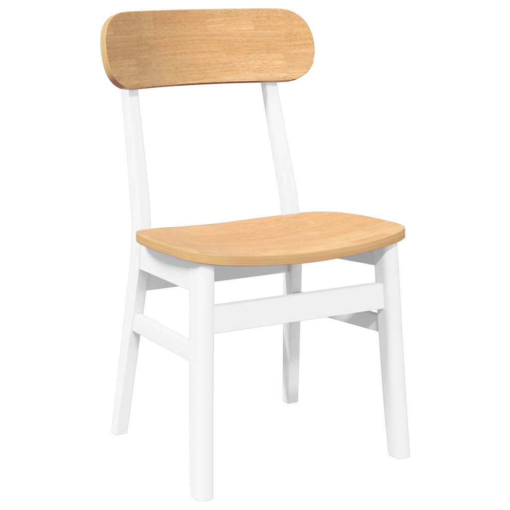 vidaXL Esszimmerstühle 2 Stk. Weiß Massivholz Gummibaum