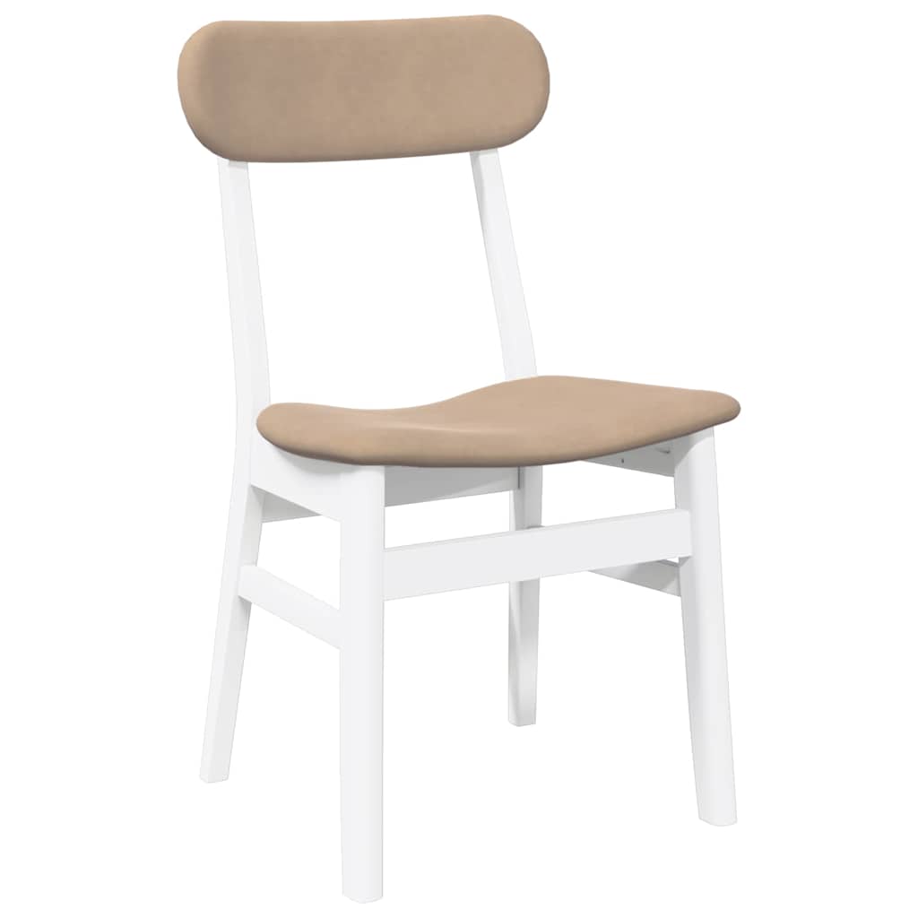 vidaXL Chaises de salle à manger avec coussins 2 pcs Blanc Bois d'hévéa massif
