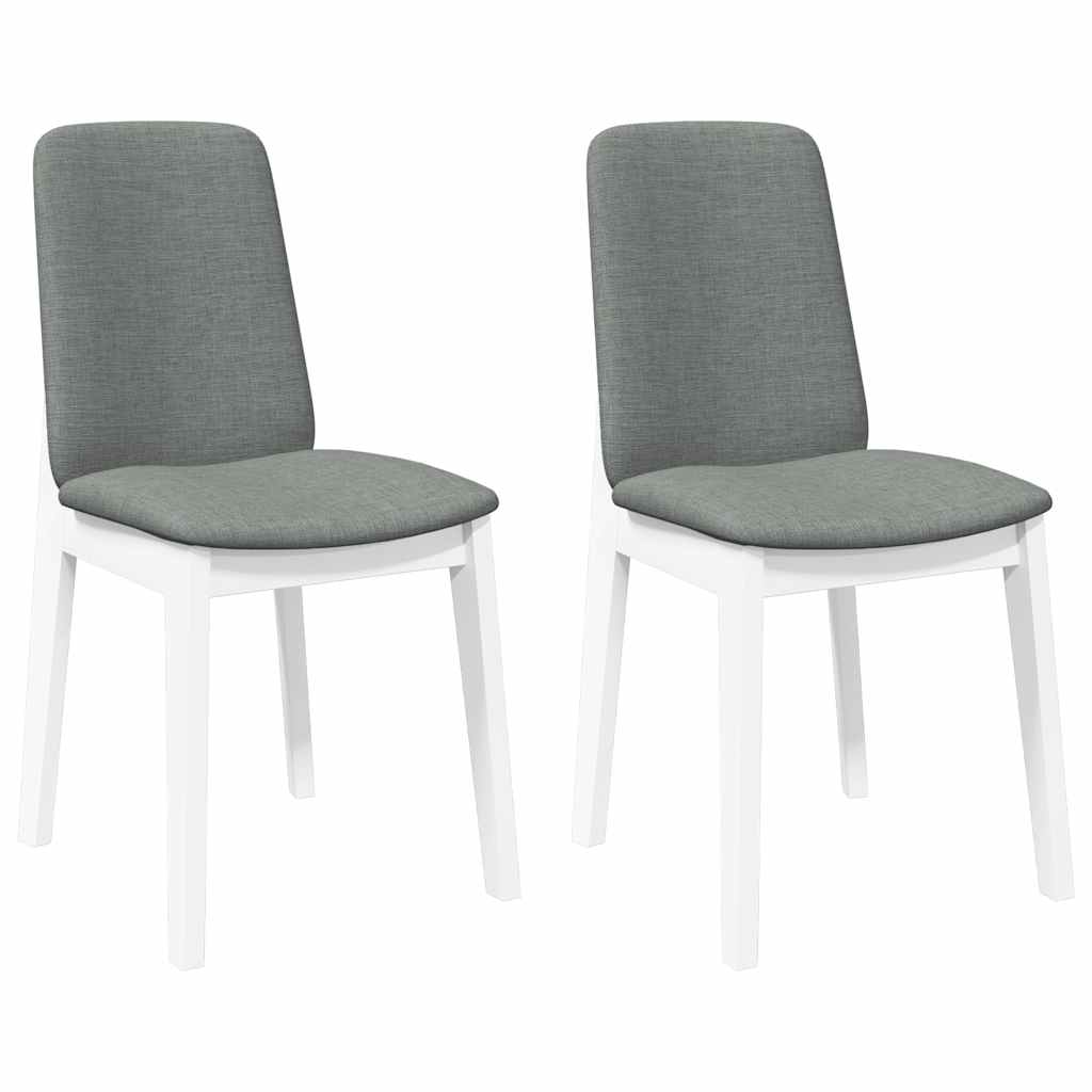 vidaXL Chaises de salle à manger avec coussins 2 pcs Blanc Bois d'hévéa massif