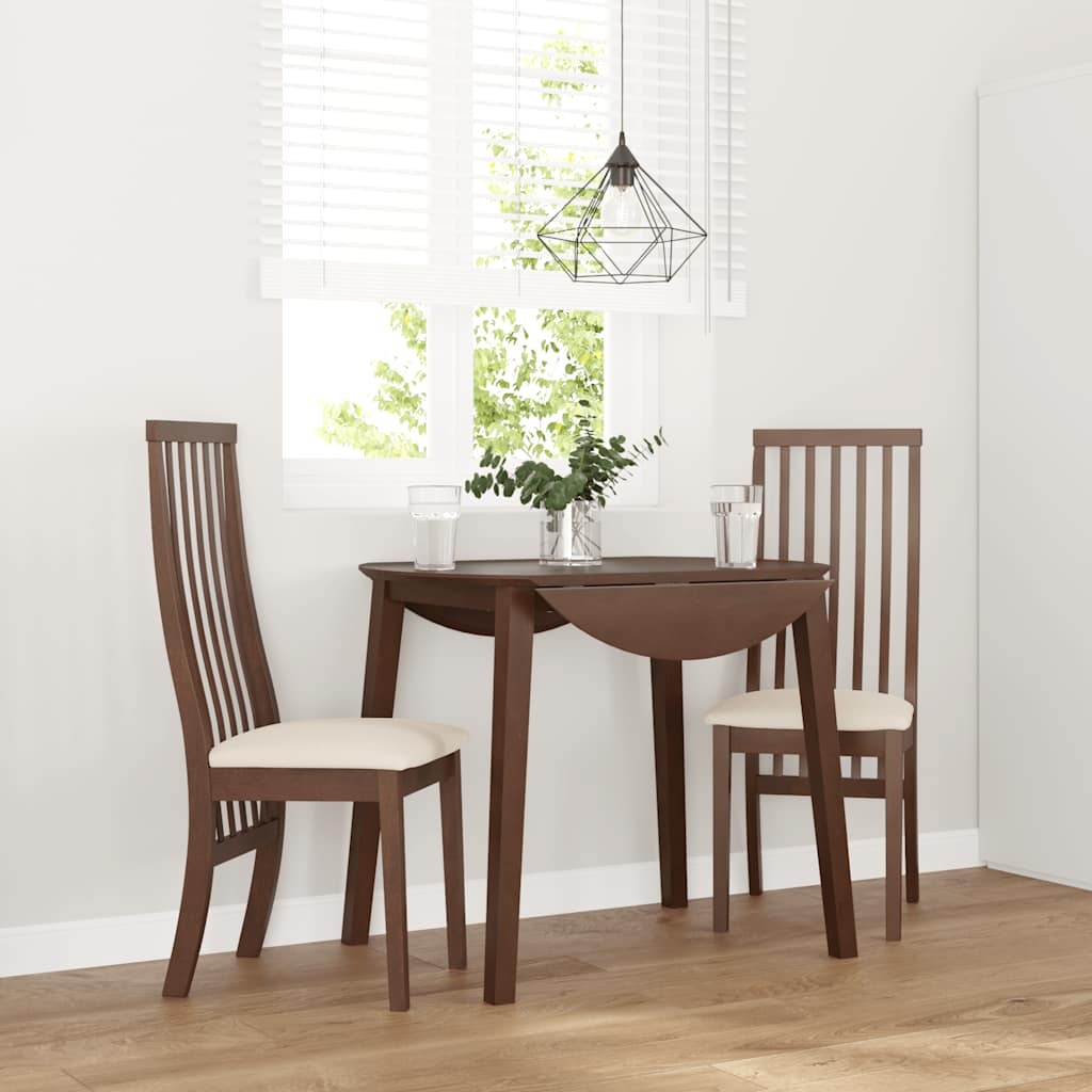 vidaXL Chaises de salle à manger avec coussins 2 pcs Marron Bois d'hévéa massif