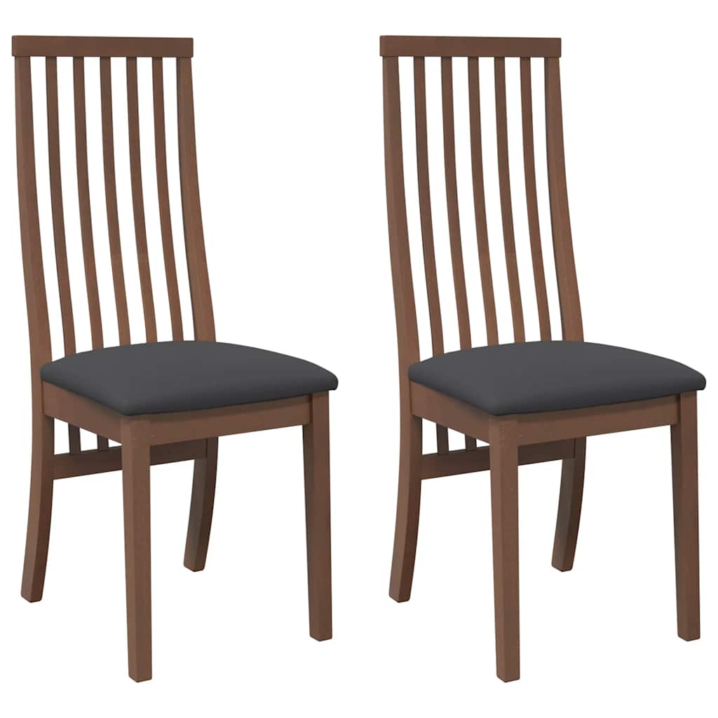 vidaXL Chaises de salle à manger avec coussins 2 pcs Marron Bois d'hévéa massif