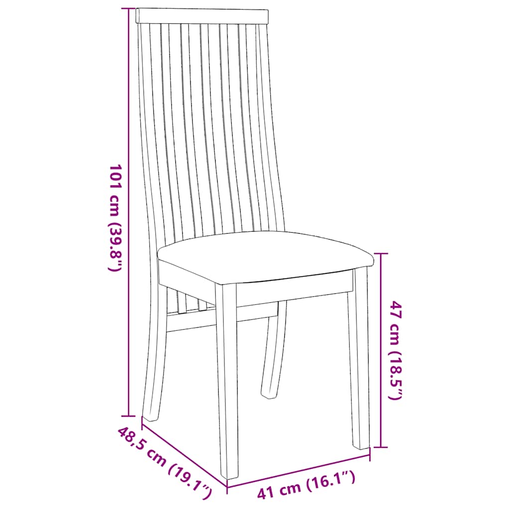 vidaXL Chaises de salle à manger avec coussins 2 pcs Marron Bois d'hévéa massif