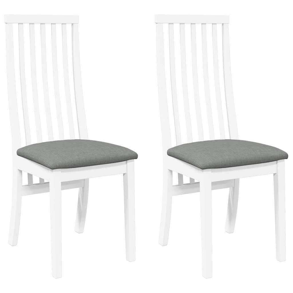 vidaXL Chaises de salle à manger avec coussins 2 pcs Blanc Bois d'hévéa massif
