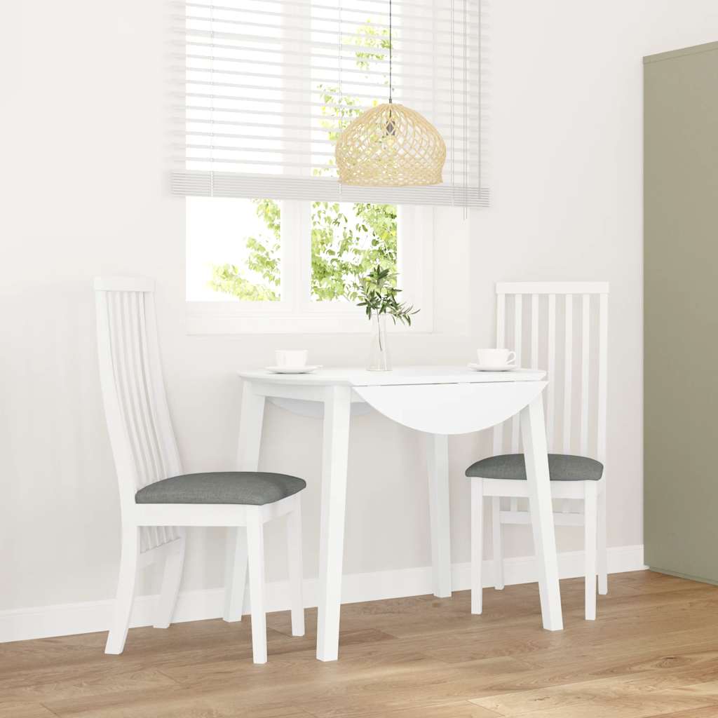 vidaXL Chaises de salle à manger avec coussins 2 pcs Blanc Bois d'hévéa massif