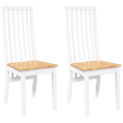 Esszimmerstühle 2 Stk. Weiß Massivholz Gummibaum