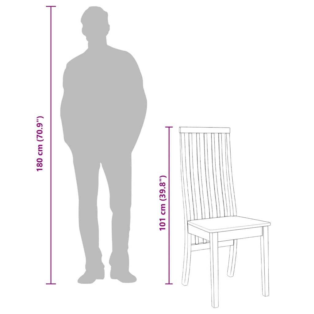 vidaXL Chaises de salle à manger 2 pcs Blanc Bois massif d'hévéa