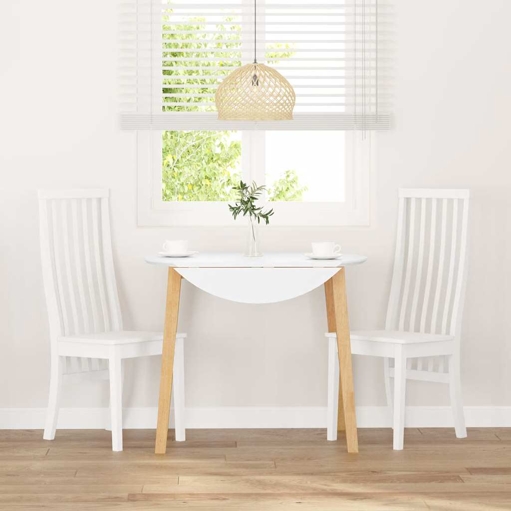 Esszimmerstühle 2 Stk. Weiß Massivholz Gummibaum