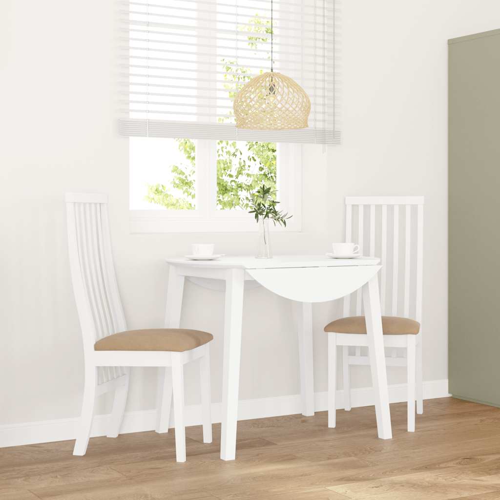 Esszimmerstühle mit Kissen 2 Stk. Weiß Massivholz Gummibaum