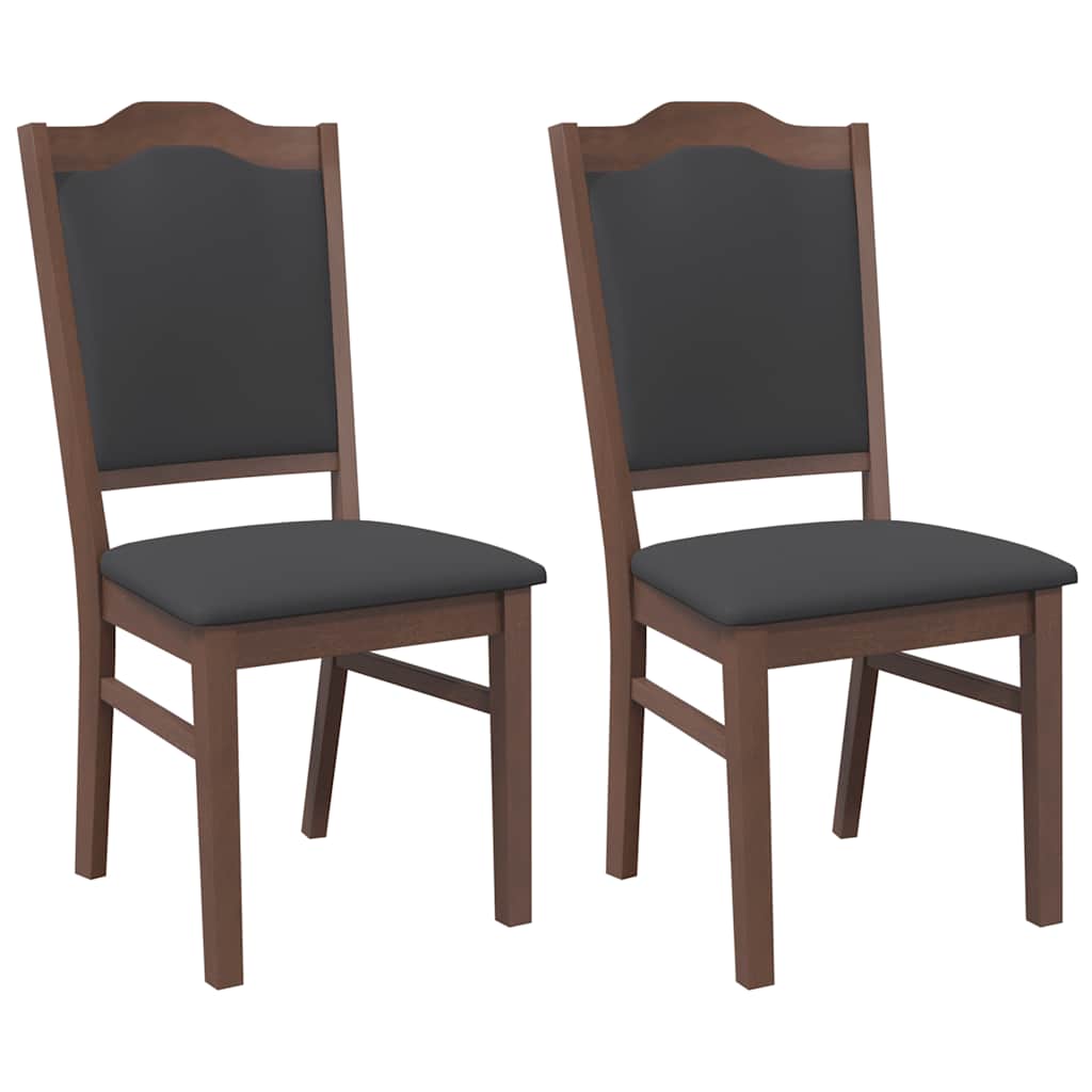 vidaXL Chaises de salle à manger avec coussins 2 pcs Marron Bois d'hévéa massif