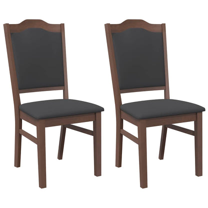 vidaXL Chaises de salle à manger avec coussins 2 pcs Marron Bois d'hévéa massif