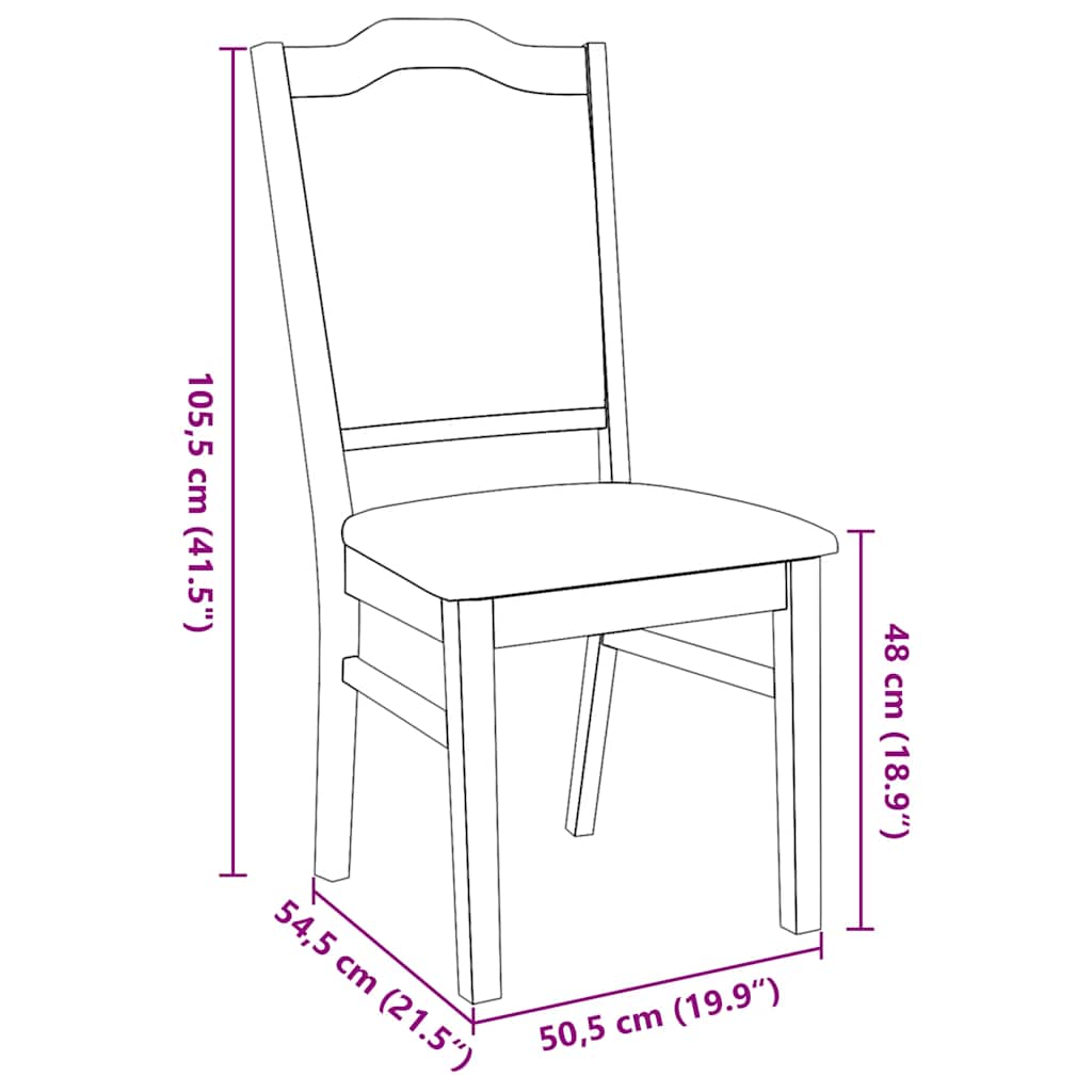 vidaXL Chaises de salle à manger avec coussins 2 pcs Marron Bois d'hévéa massif