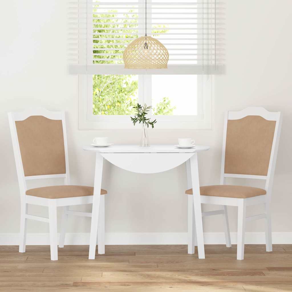 Esszimmerstühle mit Kissen 2 Stk. Weiß Massivholz Gummibaum