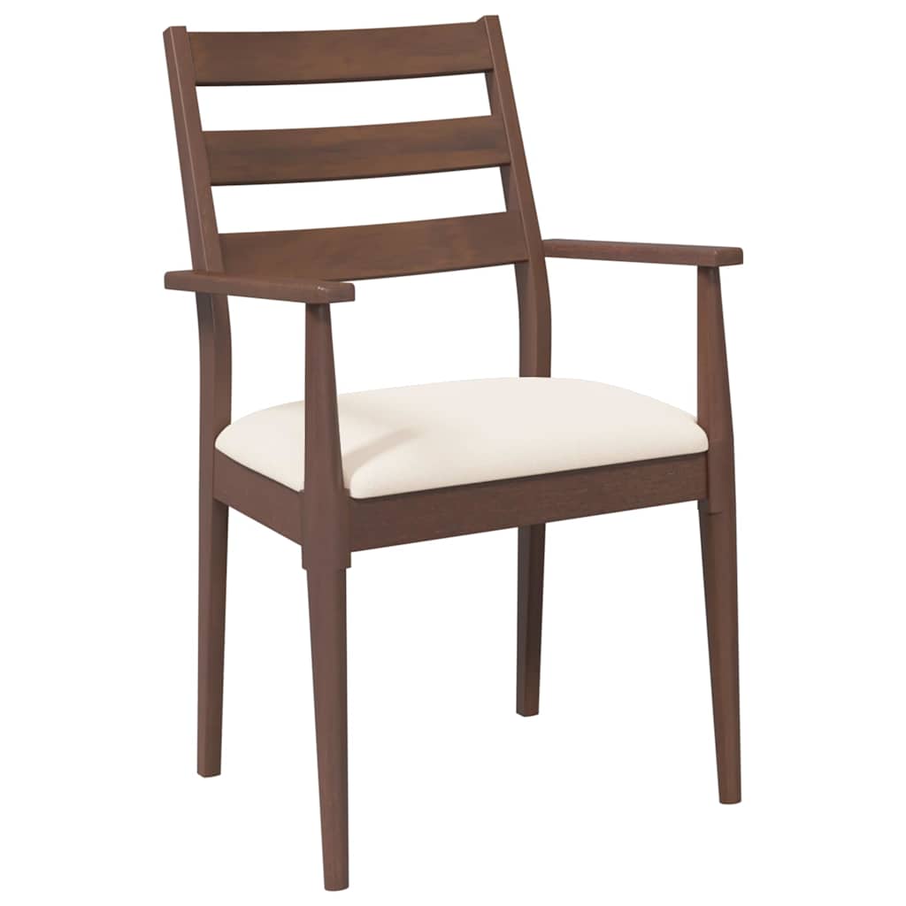 vidaXL Chaises de salle à manger avec coussins 2 pcs Marron Bois d'hévéa massif