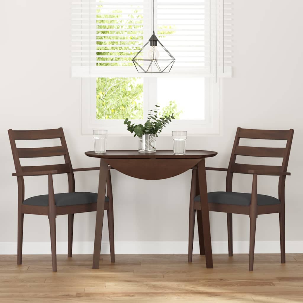 vidaXL Chaises de salle à manger avec coussins 2 pcs Marron Bois d'hévéa massif