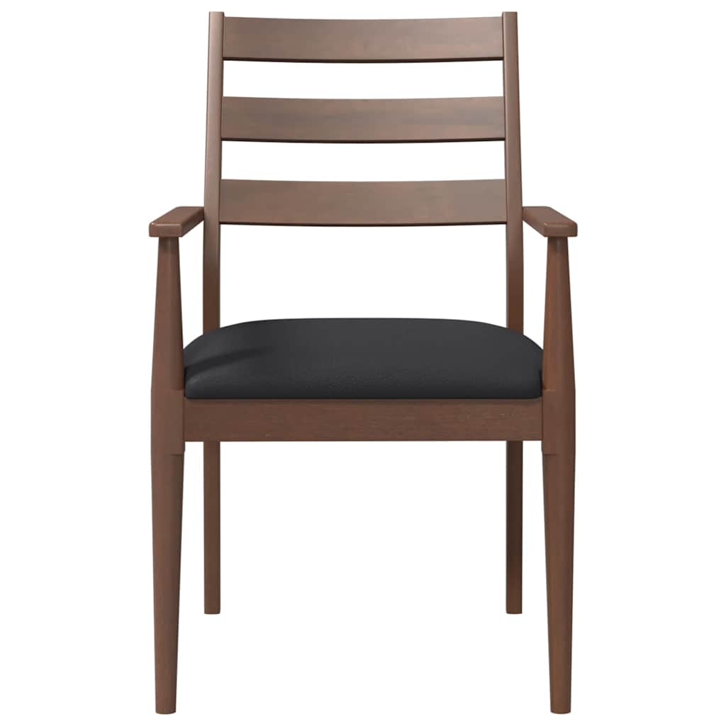 vidaXL Chaises de salle à manger avec coussins 2 pcs Marron Bois d'hévéa massif