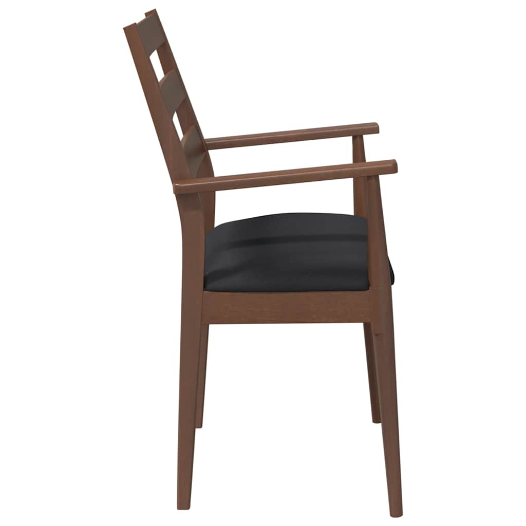 vidaXL Chaises de salle à manger avec coussins 2 pcs Marron Bois d'hévéa massif