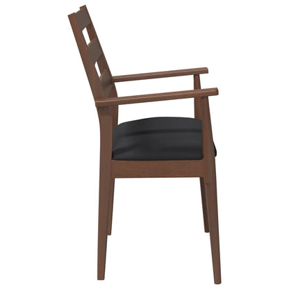 vidaXL Chaises de salle à manger avec coussins 2 pcs Marron Bois d'hévéa massif