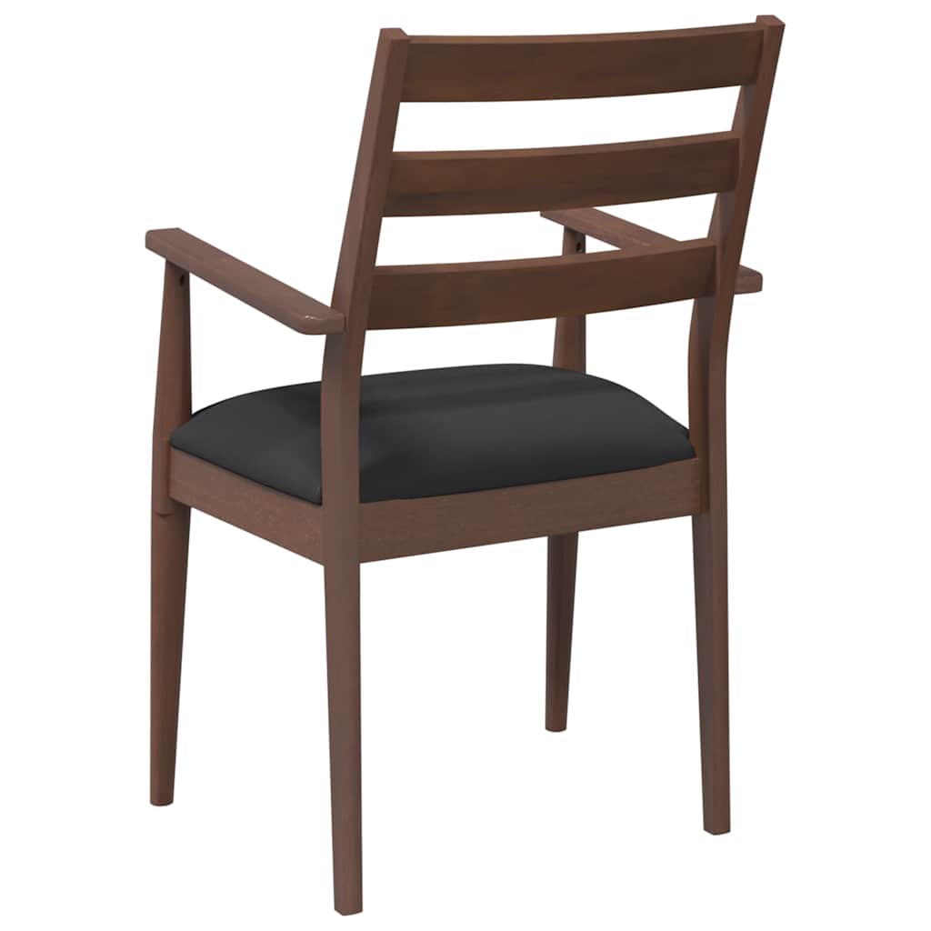 vidaXL Chaises de salle à manger avec coussins 2 pcs Marron Bois d'hévéa massif