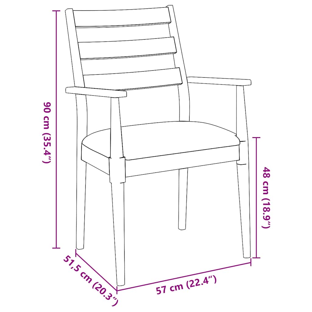 vidaXL Chaises de salle à manger avec coussins 2 pcs Marron Bois d'hévéa massif