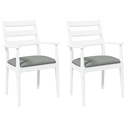 vidaXL Chaises de salle à manger avec coussins 2 pcs Blanc Bois d'hévéa massif