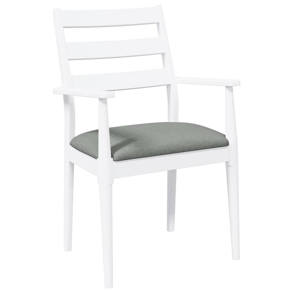 vidaXL Chaises de salle à manger avec coussins 2 pcs Blanc Bois d'hévéa massif