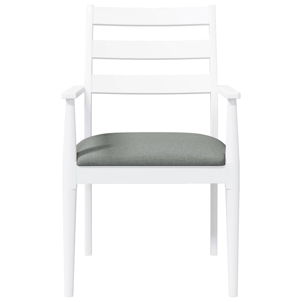 vidaXL Chaises de salle à manger avec coussins 2 pcs Blanc Bois d'hévéa massif