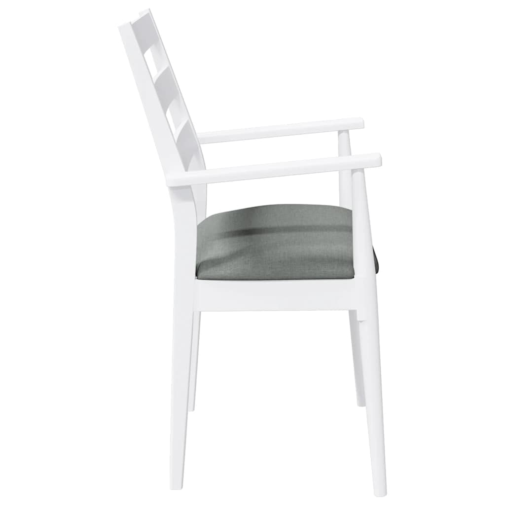 vidaXL Chaises de salle à manger avec coussins 2 pcs Blanc Bois d'hévéa massif