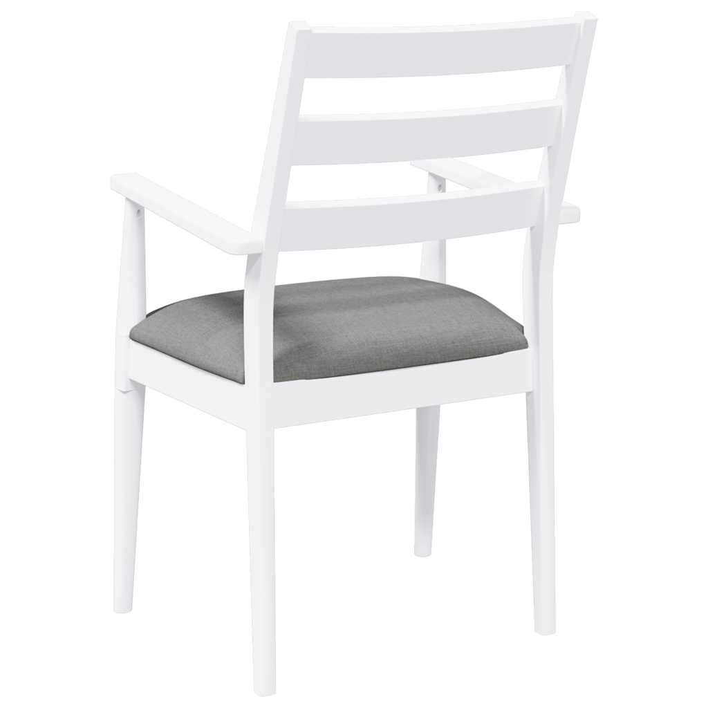 vidaXL Chaises de salle à manger avec coussins 2 pcs Blanc Bois d'hévéa massif