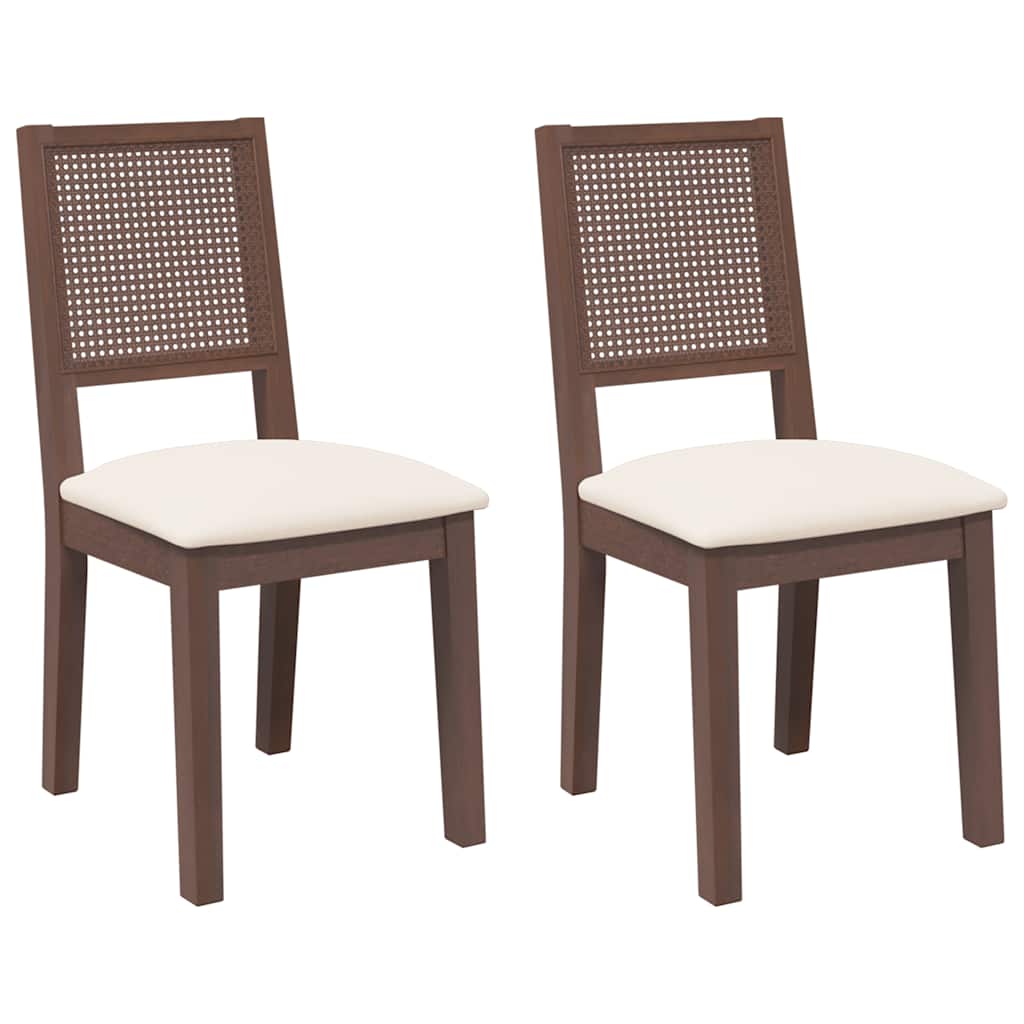 vidaXL Chaises de salle à manger avec coussins 2 pcs Marron Bois d'hévéa massif